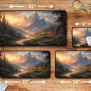 Beautiful Mountain Valley Desk Mat Gaming Mouse Pad Large Mousepad, Stitched Edges, Keyboard Mouse Mat Desk Pad for Work Game Office Home XL image 2