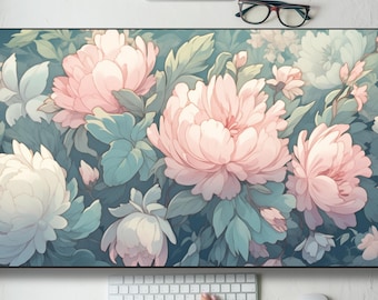 Lo-fi Botanical Flowers Desk Mat Gaming Mouse Pad Large Mousepad, Stitched Edges, Keyboard Mouse Mat Desk Pad for Work Game Office Home XL