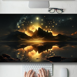 Beautiful Celestial Night Sky Desk Mat Gaming Mouse Pad Large Mousepad with MTG playmat, Keyboard Mouse Mat Desk Pad for Work Game Office