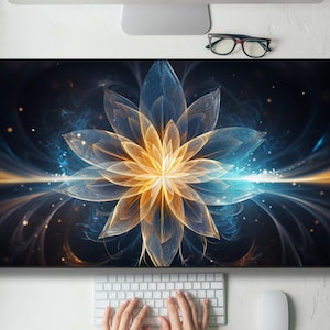 Majestic Celestial Flower Desk Mat Gaming Mouse Pad Large Mousepad with MTG playmat Keyboard Mouse Mat Desk Pad for Work Game Office Home