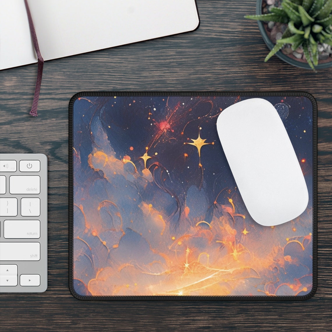 Lo-fi Kawaii Celestial Space Clouds Desk Mat Gaming Mouse Pad Large ...