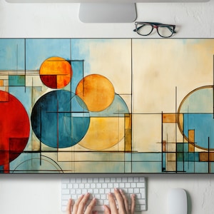 Unique Geometric Design Desk Mat Gaming Mouse Pad Large Mousepad, MTG playmat, Keyboard Mouse Mat Desk Pad for Work Game Office Home XL