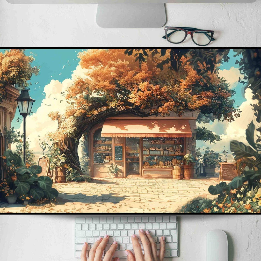 Rustic Cabin in Golden Hour Desk Mat, Gaming Mouse Pad, Large Mousepad ...