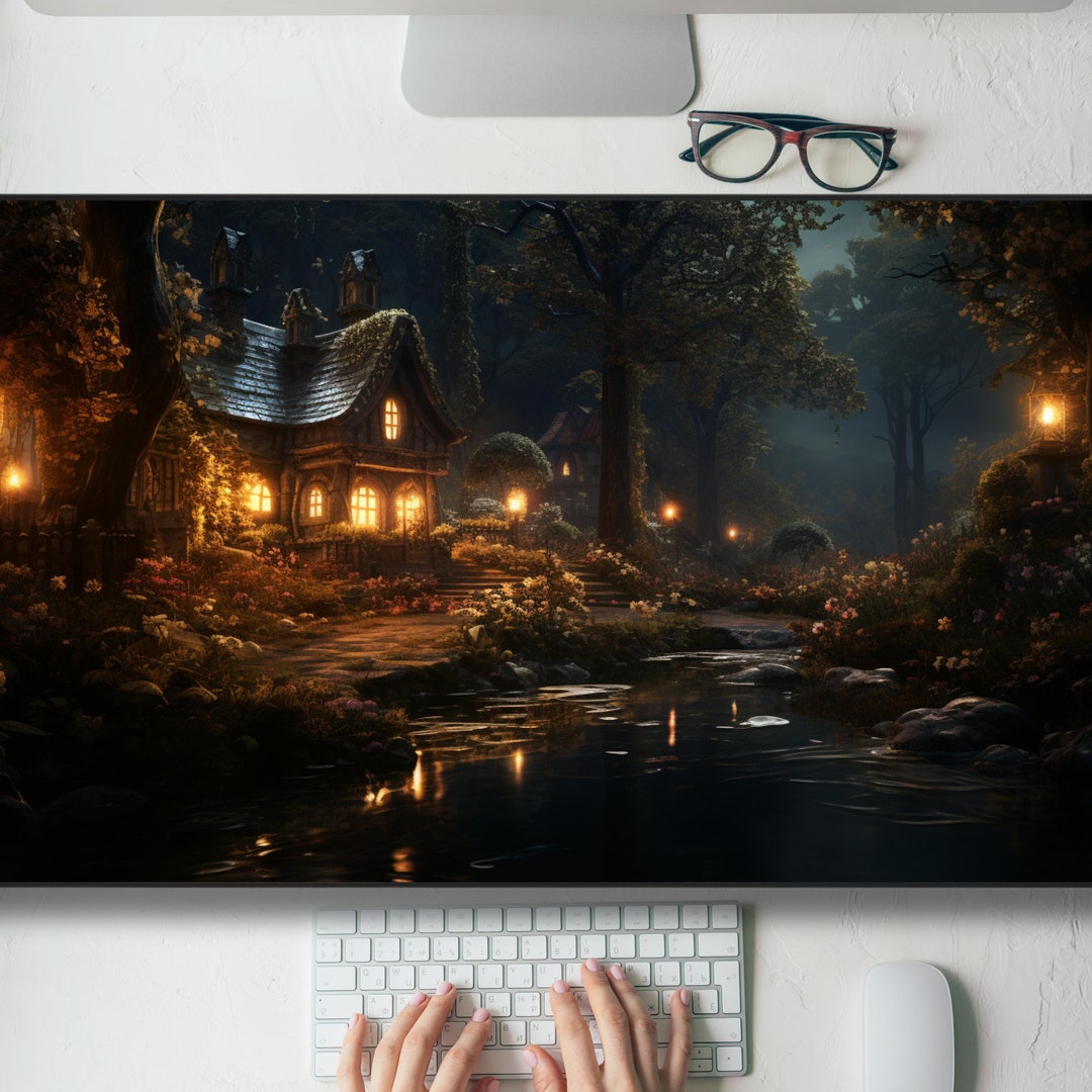 Dark Cottagecore Wood Cabin Desk Mat Gaming Mouse Pad Large Mousepad ...