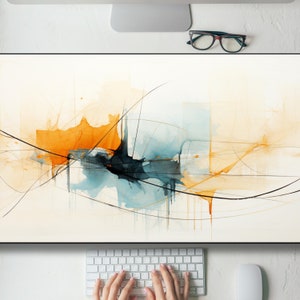 Minimalist Abstract Wave Design Desk Mat Gaming Mouse Pad Large Mousepad, MTG playmat, Keyboard Mouse Mat Desk Pad for Work Game Home XL