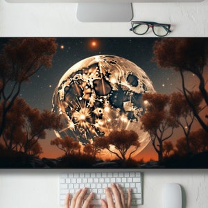 Celestial Moon Night  Desk Mat Gaming Mouse Pad Large Mousepad with MTG playmat, Keyboard Mouse Mat Desk Pad for Work Game Office Home XL