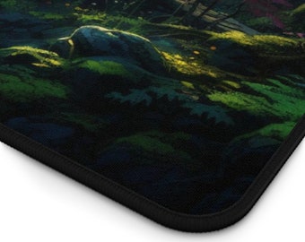 Gaming Mouse Pad Fantasy Forest,Large Mousepad Desk Pad(31.5 X 11.8 X 0.12 In) With Stitched Edges,Non-Slip Natural Rubber Base Mouse Mats,Washable