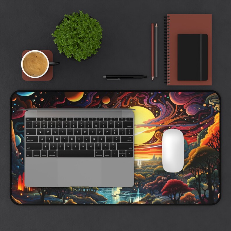 Trippy Alien Forest Landscape Desk Mat Gaming Mouse Pad Large