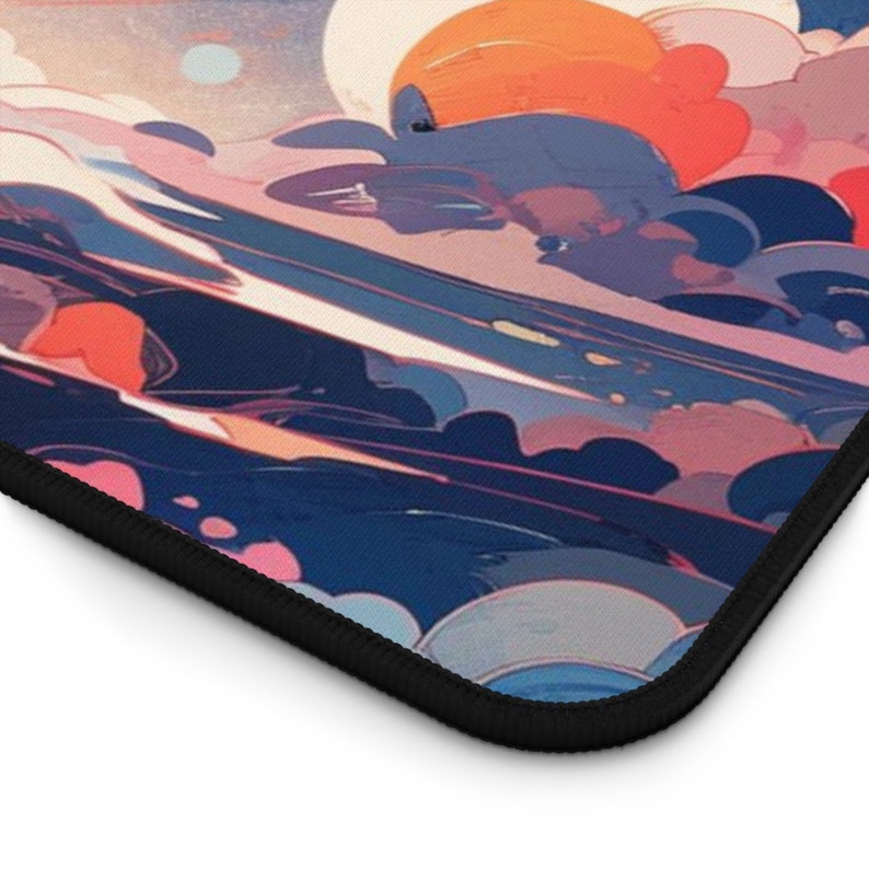 Lo-fi Kawaii Clouds Moon Desk Mat Gaming Mouse Pad Large Mousepad With ...