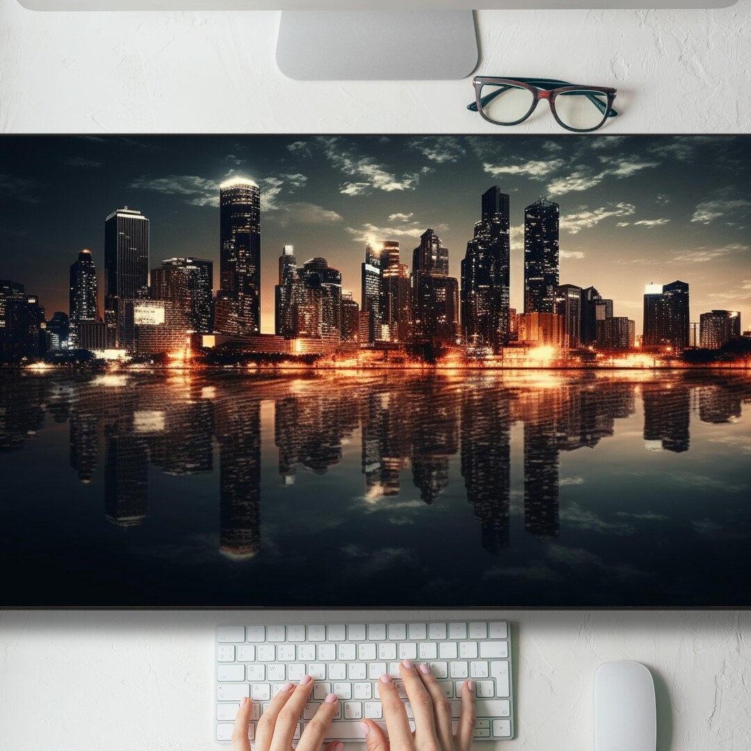 City Skyline Reflection Desk Mat Gaming Mouse Pad Large Mousepad - MTG ...