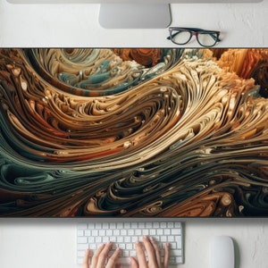 Layered Swirls Abstract Desk Mat Gaming Mouse Pad Large Mousepad - MTG playmat, Keyboard Mouse Mat Desk Pad for Work Game Office Home XL