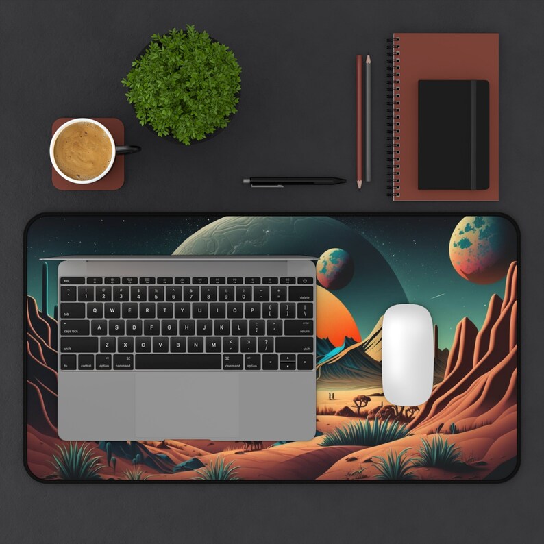 Retro Alien Planet Outer Space Desk Mat Gaming Mouse Pad Large Mousepad ...