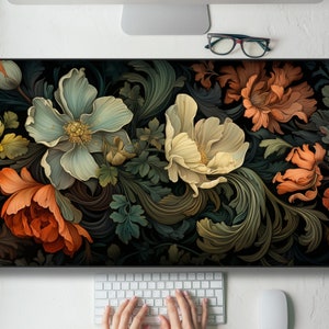 Botanical Art Nouveau Flowers Desk Mat Gaming Mouse Pad Large Mousepad, MTG playmat, Keyboard Mouse Mat Desk Pad for Work Game Office XL