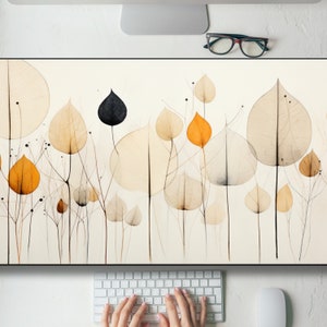 Minimalist Floral Leaf Plant Design Desk Mat Gaming Mouse Pad Large Mousepad, Keyboard Mouse Mat Desk Pad for Work Game Office Home XL