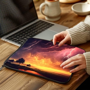 Stormy Lightning Forest Dramatic Twilight Nature Soft Laptop Sleeve Protective Laptop Case