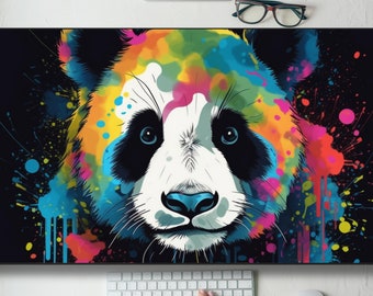 Empowering Mythical Panda Design Mouse Pad - Bold Colors and Powerful Symbols - Gaming Desk Accessory and Gift Idea