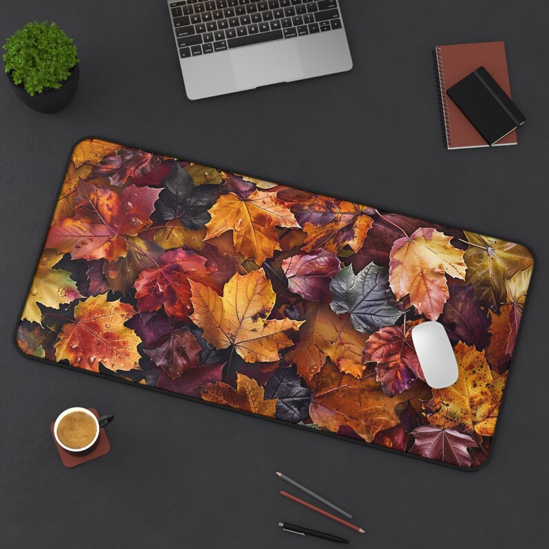 Realistic Weathered Fall Leaves Desk Mat Gaming Mouse Pad Large ...