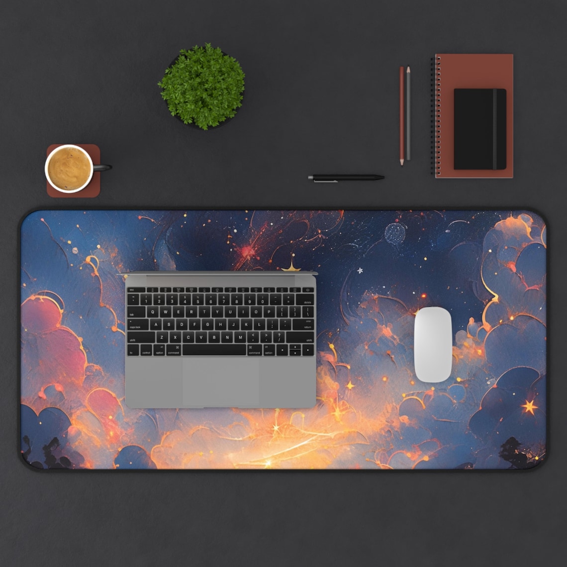 Lo-fi Kawaii Celestial Space Clouds Desk Mat Gaming Mouse Pad Large ...