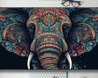 Majestic Elephant Mandala Mouse Pad - Unique Desk Accessory and Gift Idea - Home Office