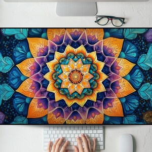 Tapis de bureau design mandala à motifs de papillons, tapis de souris de jeu, grand tapis de souris, tapis de clavier MTG pour travail, jeu, bureau, maison XL