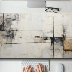 Minimalist Abstract Beige Desk Mat Gaming Mouse Pad Large Mousepad, MTG playmat, Keyboard Mouse Mat Desk Pad for Work Game Office Home XL