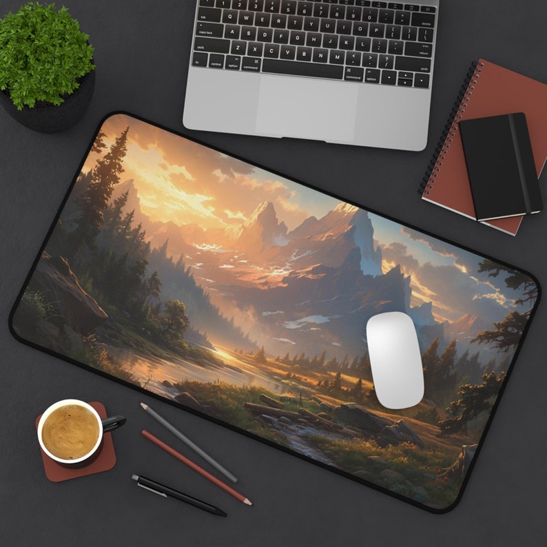 Beautiful Mountain Valley Desk Mat Gaming Mouse Pad Large Mousepad, Stitched Edges, Keyboard Mouse Mat Desk Pad for Work Game Office Home XL image 4