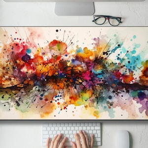 Vibrant Watercolor Splashes Desk Mat Gaming Mouse Pad Large Mousepad - MTG playmat, Keyboard Mouse Mat Desk Pad for Work Game Office Home
