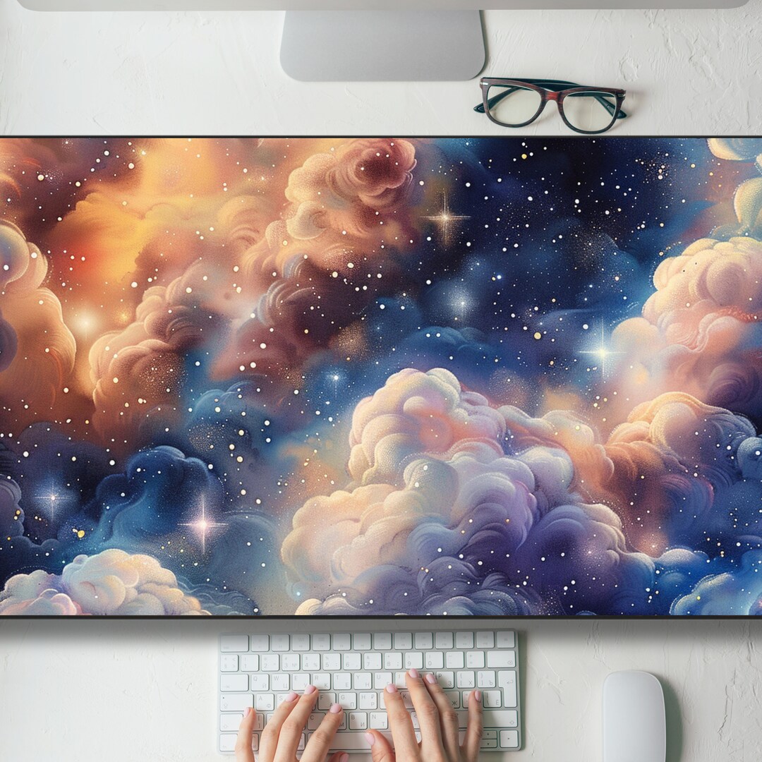 Unique Lo-fi Kawaii Clouds Desk Mat Gaming Mouse Pad Large Mousepad MTG ...