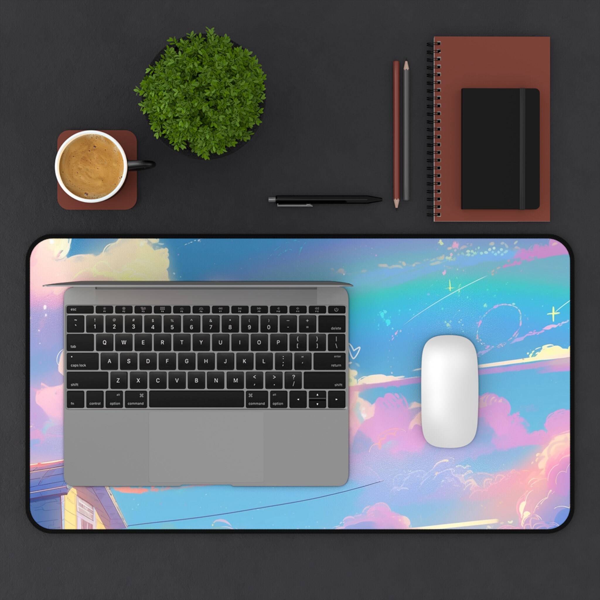 Cute Lo-fi Kawaii Clouds Sky Desk Mat Gaming Mouse Pad Large Mousepad ...
