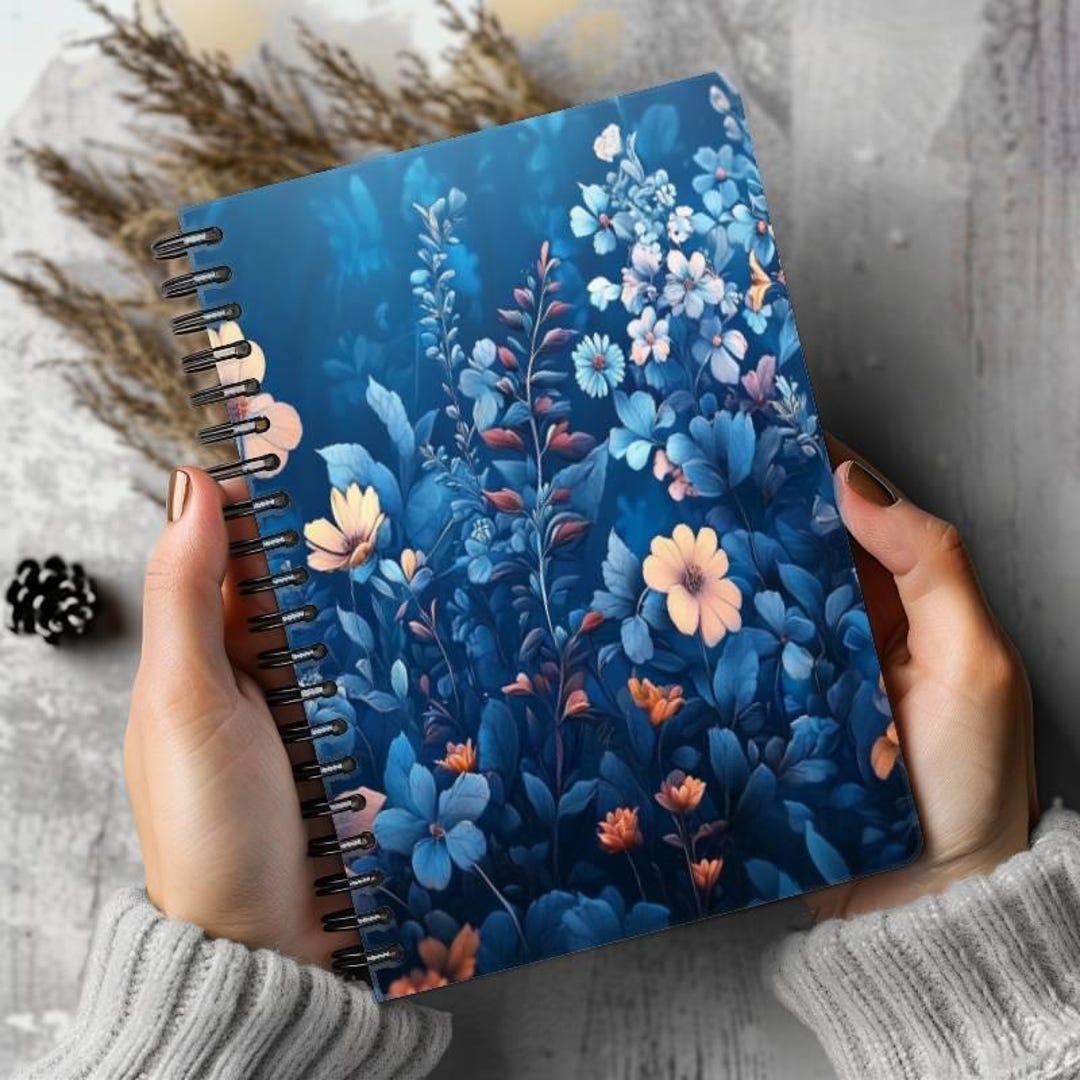 Lush Moonlit Blue Orange Mystical Floral Writing Journal Notebook Diary ...