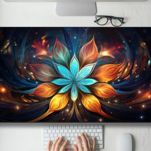 Unique Celestial Flower Desk Mat Gaming Mouse Pad Large Mousepad with MTG playmat, Keyboard Mouse Mat Desk Pad for Work Game Office Home