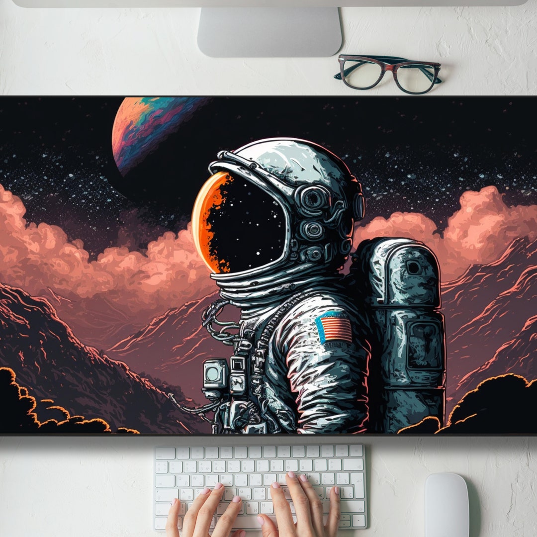 Unique Astronaut Alien Planet Design Desk Mat Gaming Mouse Pad Large ...