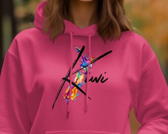 Colorful New Zealand Art Print Hoodie, Kiwi Gift, Unisex Sweater