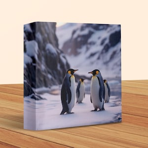 Impresión de arte digital de pingüinos, arte de pared con paisaje nevado, obra de arte de pingüino emperador antártico, descarga instantánea, Aotearoa Marine, póster imprimible