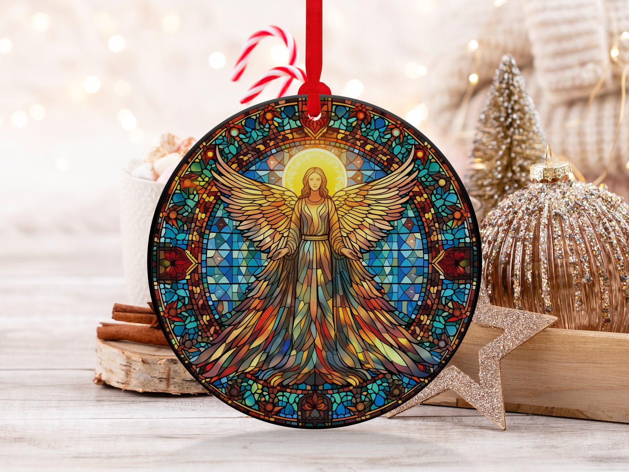 Stained Glass Angel Ornament Decoration Heirloom Keepsake Holiday Gift ...
