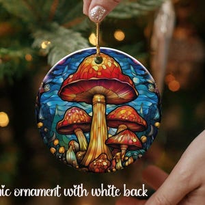 Vibrant Mushroom Ornament, Colorful Stained Glass Toadstool Art, Handcrafted Nature Gift, Decorative Mushroom, Christmas Tree Trimming