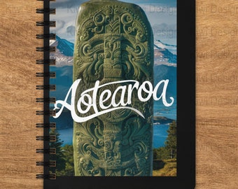 Lámina artística maorí de Aotearoa, tótem tiki de Nueva Zelanda, paisaje escénico (descarga digital)