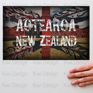 Aotearoa New Zealand Digital Art Print, Wall Decor, Instant Download, Modern Art, Digital File, Home Decor, Instant Download