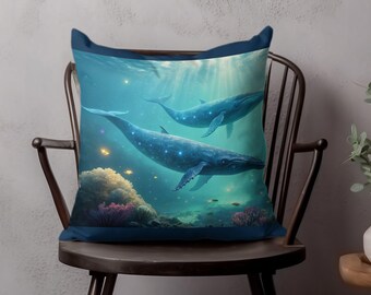 Impresión artística de ballena submarina, póster de vida marina oceánica (descarga digital)