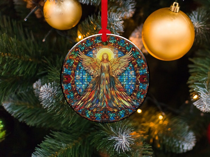 Stained Glass Angel Ornament Decoration Heirloom Keepsake Holiday Gift ...