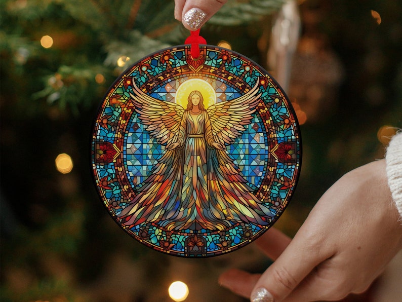 Stained Glass Angel Ornament Decoration Heirloom Keepsake Holiday Gift ...