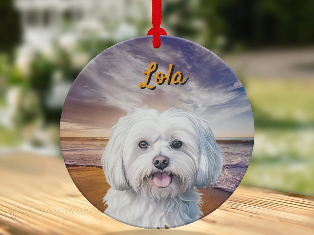 Personalized Maltese Memorial With Optional Dates. Paw Prints in the