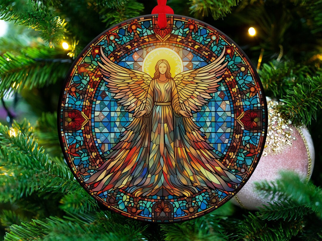 Stained Glass Angel Ornament Decoration Heirloom Keepsake Holiday Gift ...