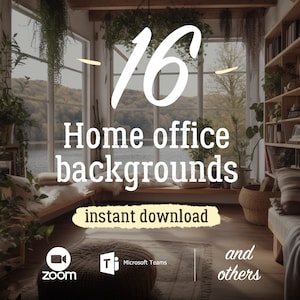 Zoom Background, Boho Style, Wooden Interior, Online Meeting, Instant Download, Home Office, Microsoft Teams, Google Meet, Bundle of 16
