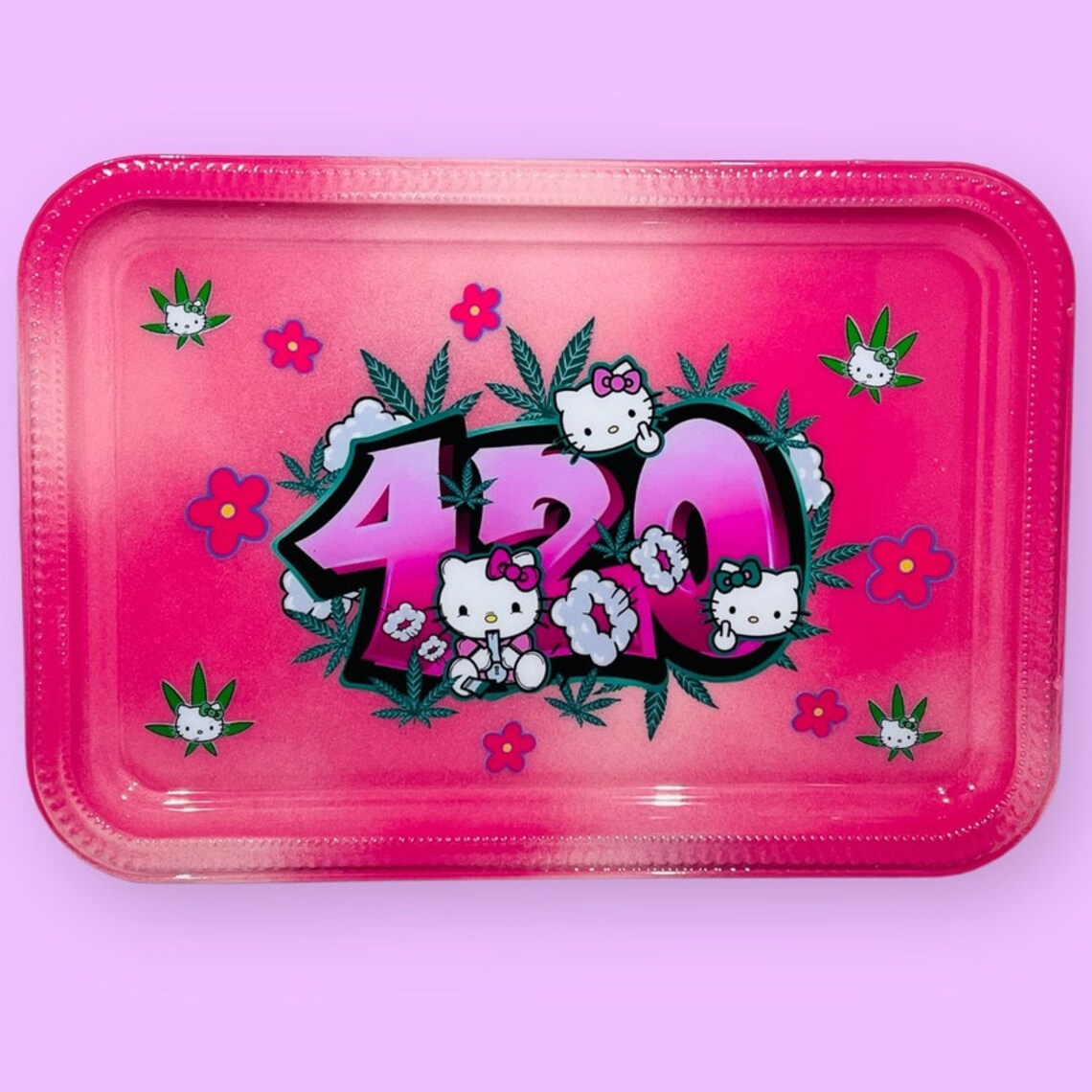 Pink Hello Kitty Rolling Tray, Handmade Tray, Custom Rolling Tray