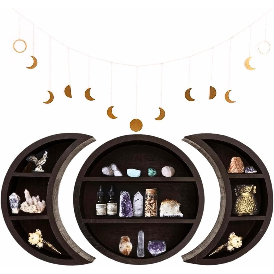 Moon Shelf Set 3PCS Moon Phase Wall Hanging Shelf With Gold Etsy