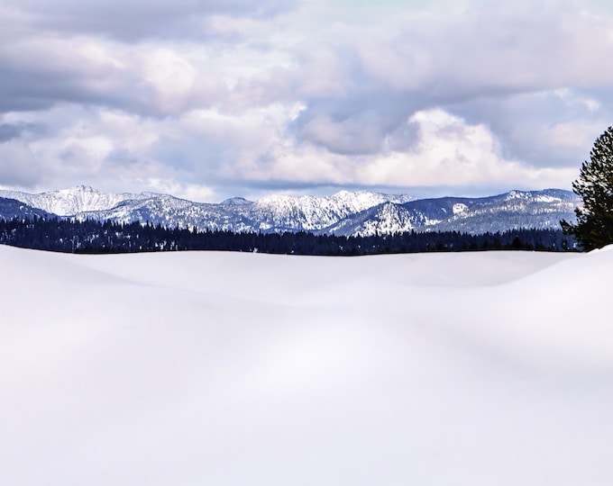Idaho Snow Scene With Mountains, Winter Art, McCall, ID Scenic Print