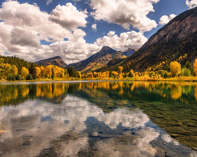 Rocky Mountain Alpine Lake, Colorado, Golden Aspens, Fall Landscape Photography