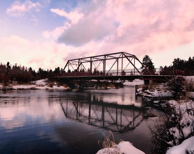 McCall Idaho Winter Bridge Print, North Fork Payette River Fine Art Photography