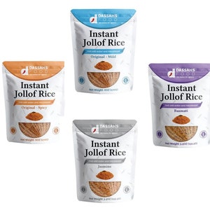Spicy, Mild, Basmati, and Jasmine Jollof Rice Mix (Pack of 4) – Authentic West African Flavors, Premium Quality Ingredients, Quick and Easy